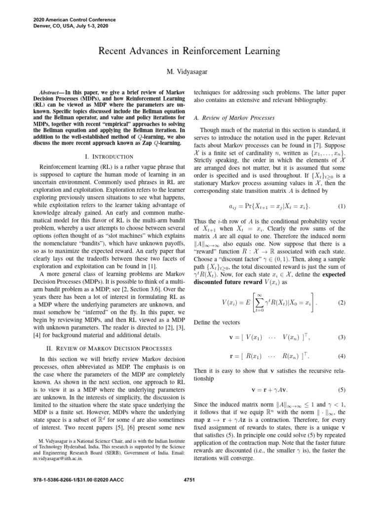Advances in Reinforcement Learning Techniques | PDF | Applied ...