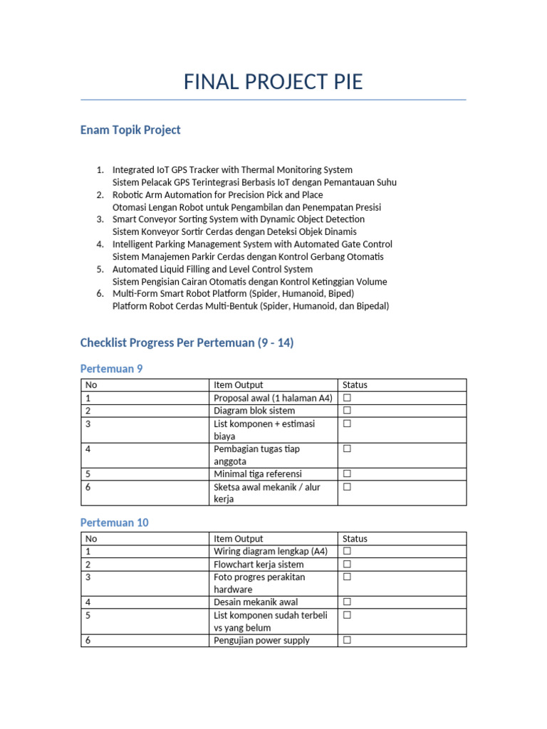 Final Project on IoT and Robotics Systems | PDF
