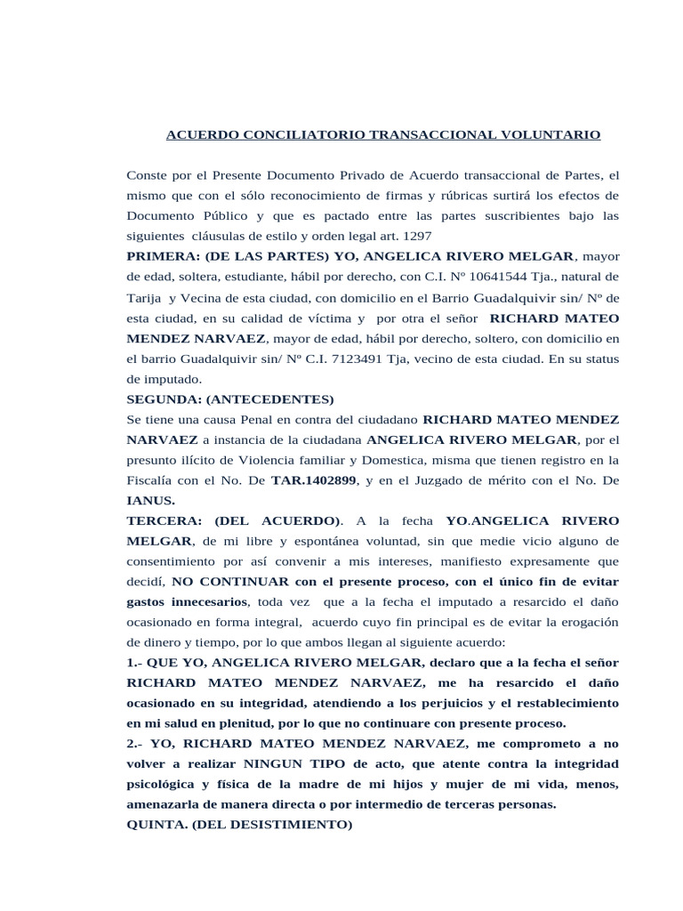 Acuerdo Conciliatorio en Caso Penal | PDF | Justicia | Crimen y violencia