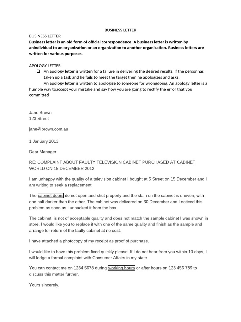 Business Letter Examples and Templates | PDF
