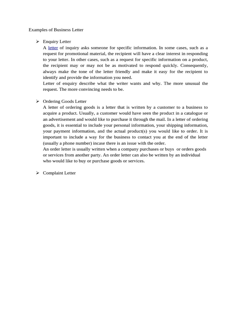 Business Letter Examples and Formats | PDF