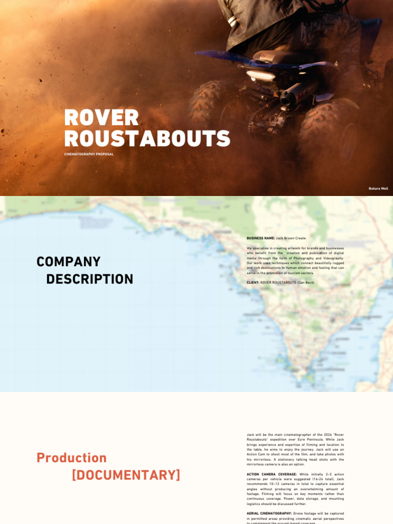 Rover Roustabouts Cinematography Proposal | PDF | Cinematography | Camera