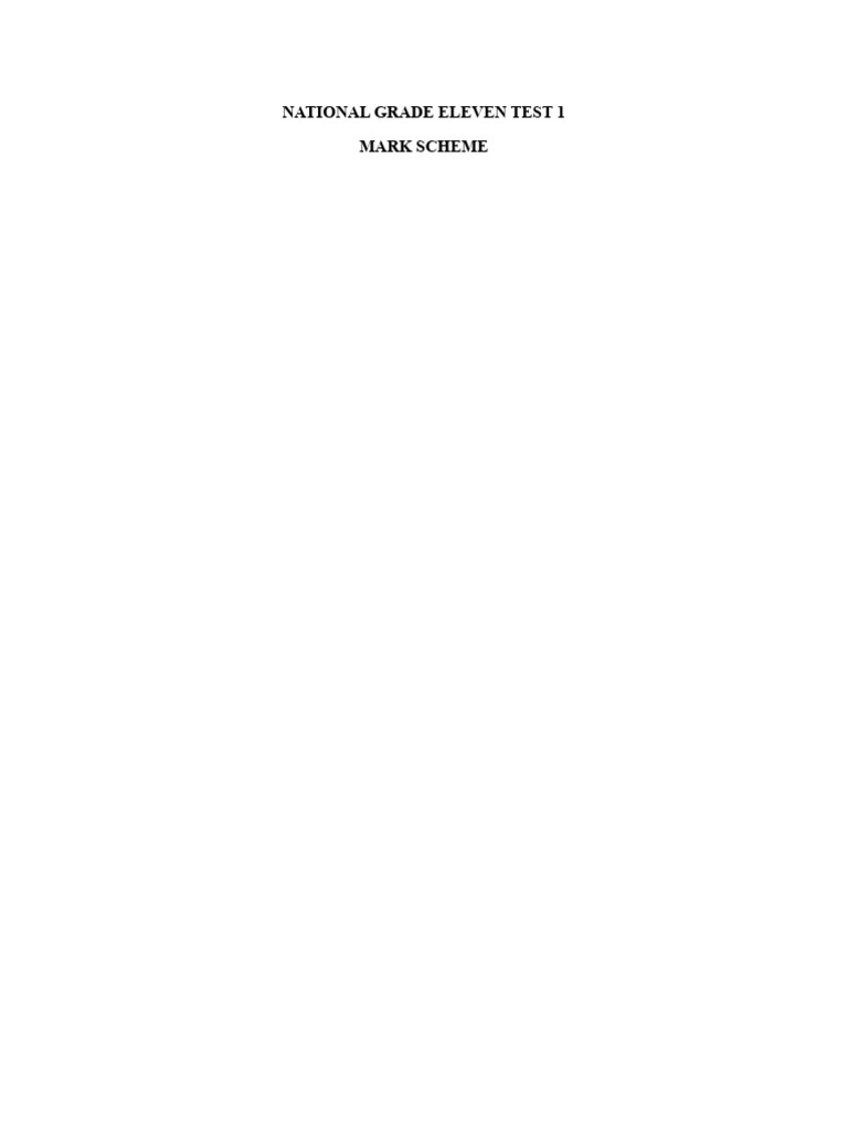 National Grade 11 Test 1 Mark Scheme | PDF | Area | Mathematics
