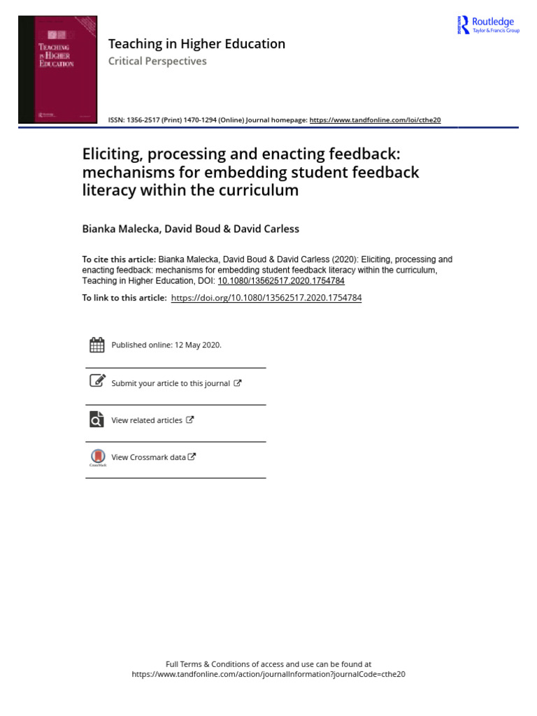 Embedding Student Feedback Literacy | PDF | Learning | Literacy