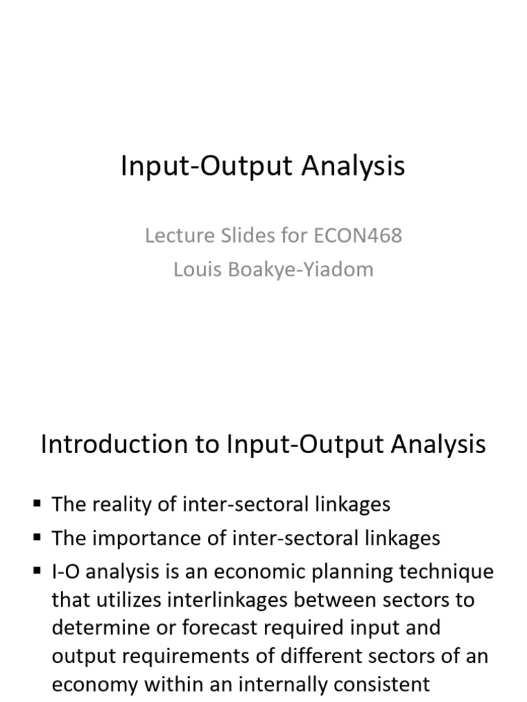 Input-Output Analysis Overview | PDF | Input–Output Model ...