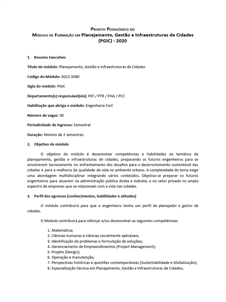 Módulo PGIC: Planejamento e Gestão Urbana | PDF | Engenheiro | Engenharia