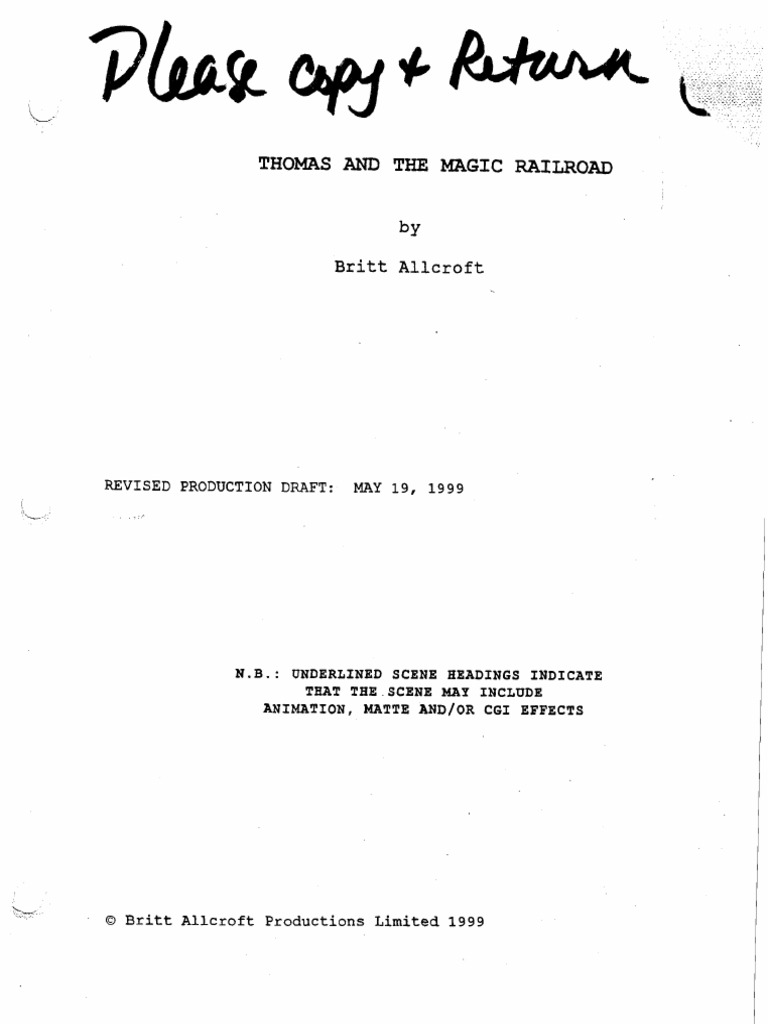Thomas and the Magic Railroad Draft | PDF