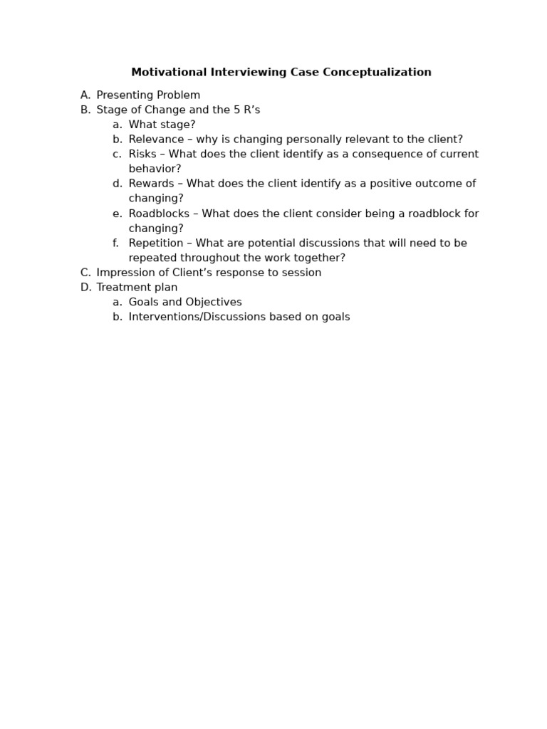 Motivational Interviewing Case Guide | PDF