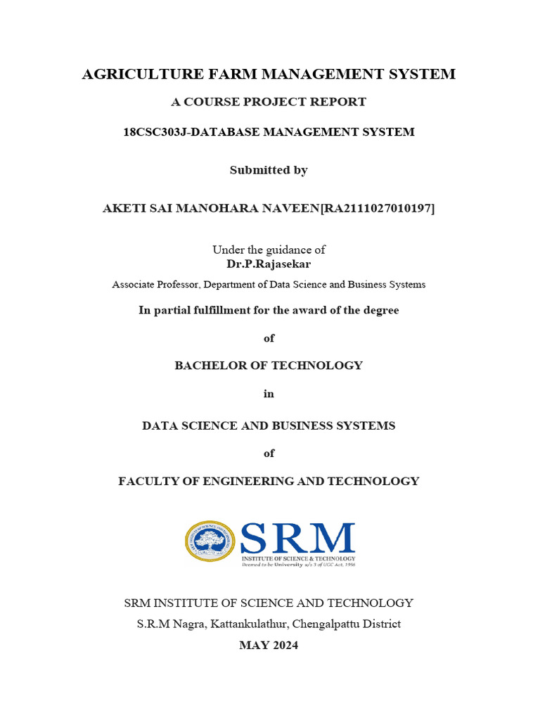 Agriculture Farm Management System Report | PDF | Software Testing ...