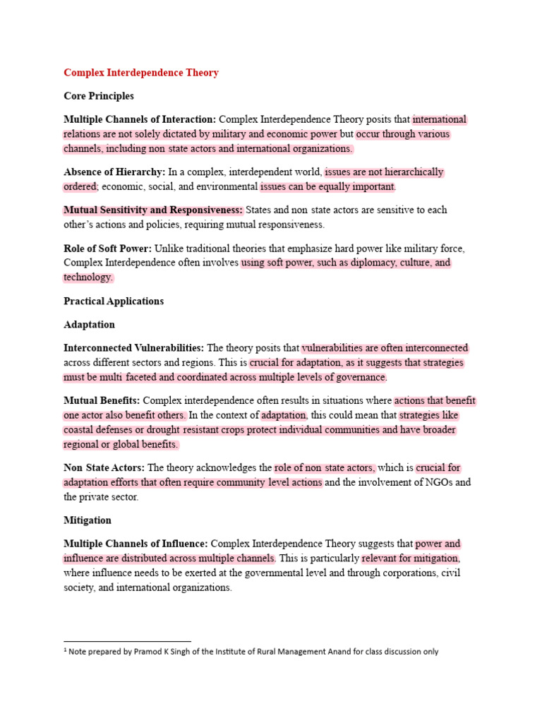 Understanding Complex Interdependence Theory | PDF | Governance ...
