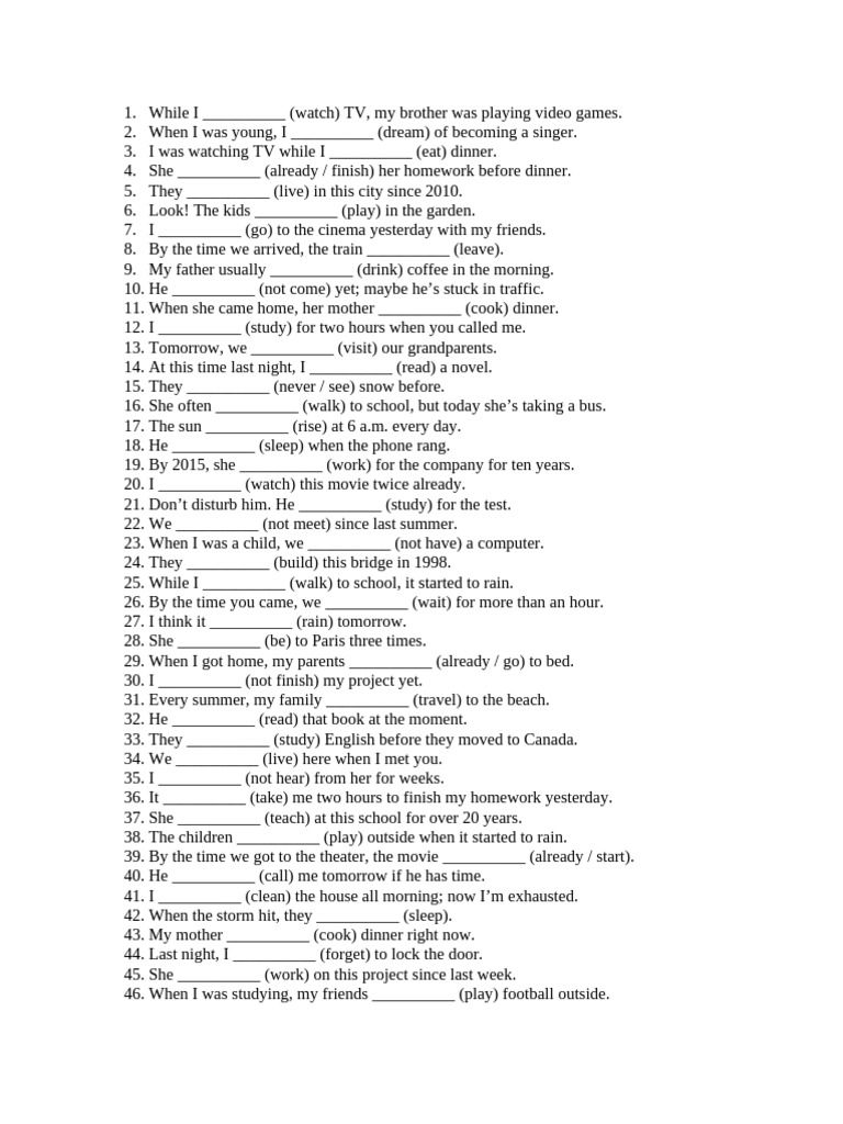 English Tenses Practice Exercises | PDF