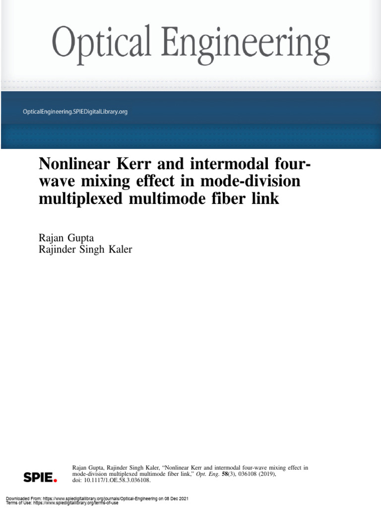 Nonlinear Kerr and Intermodal Four-wave Mixing Effect 2019 | PDF ...