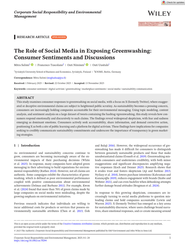 The Role of Social Media in Exposing Greenwashing | PDF | Emotions ...