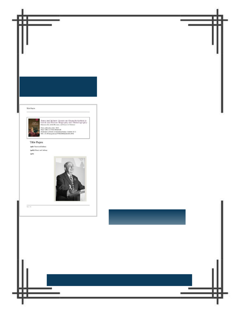 Fame and Infamy Essays for Christopher Pelling on Characterization in ...