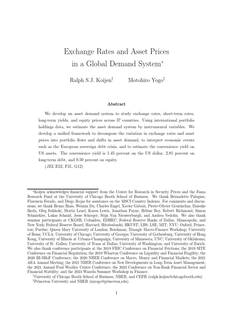 Global Asset Demand and Exchange Rates | PDF | Errors And Residuals ...