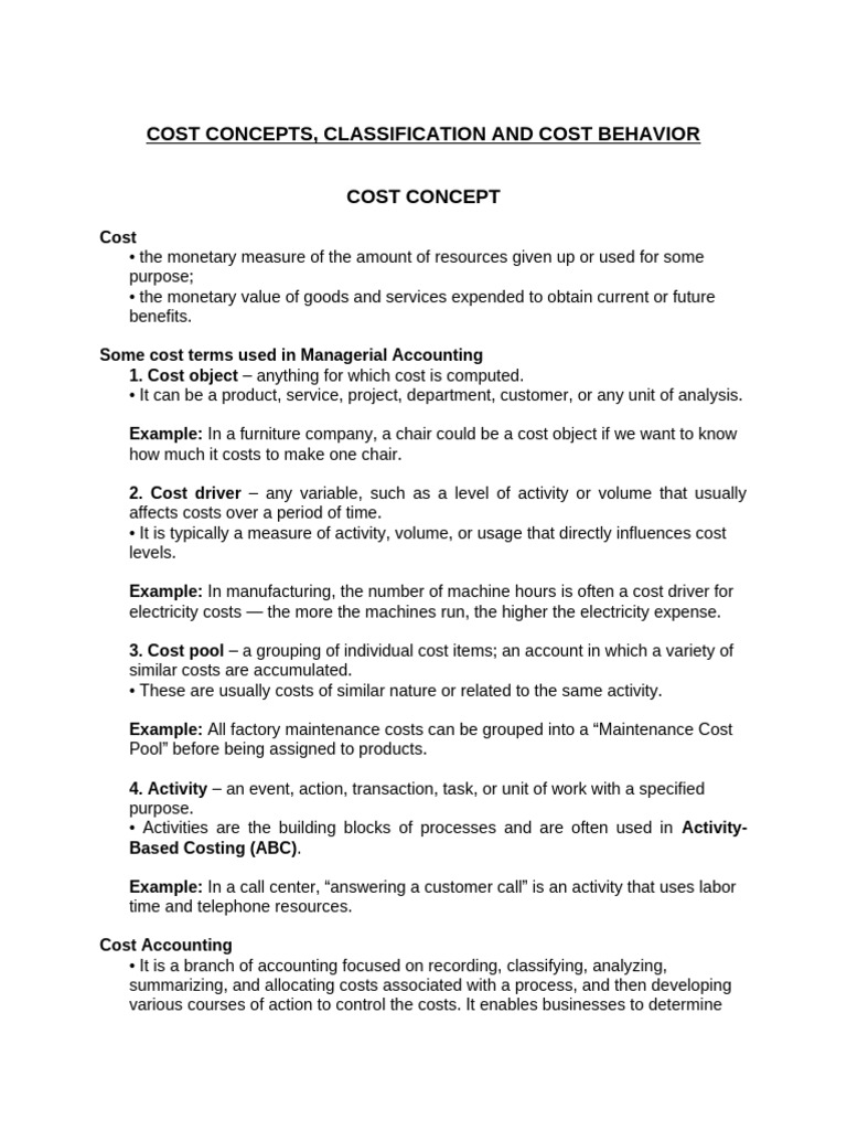 Cost Concepts and Behavior in Accounting | PDF | Expense | Opportunity Cost