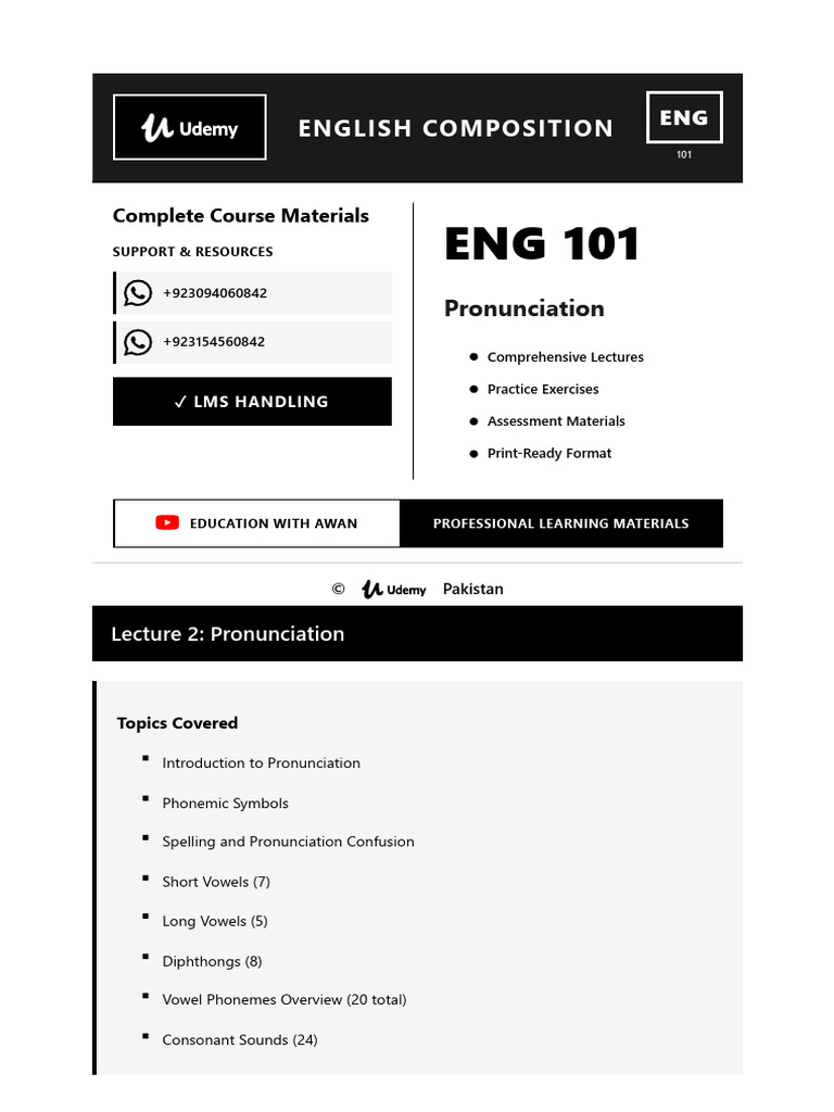 English Pronunciation Course Materials | PDF | Stress (Linguistics ...