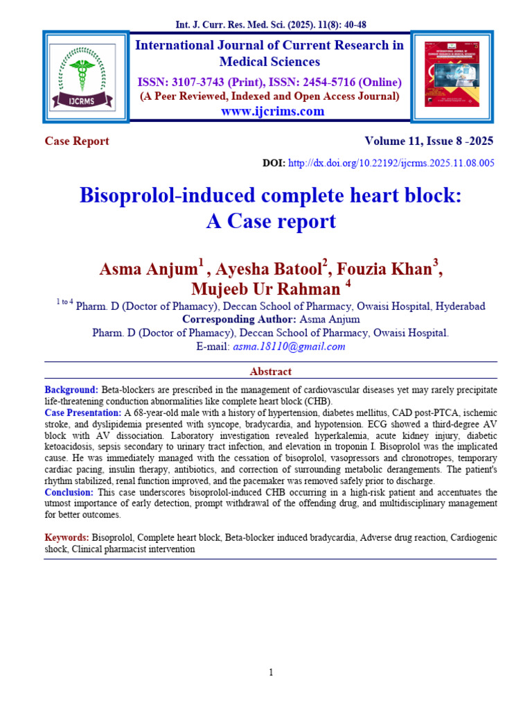 Bisoprolol-Induced Heart Block Case Study | PDF | Heart | Medical ...