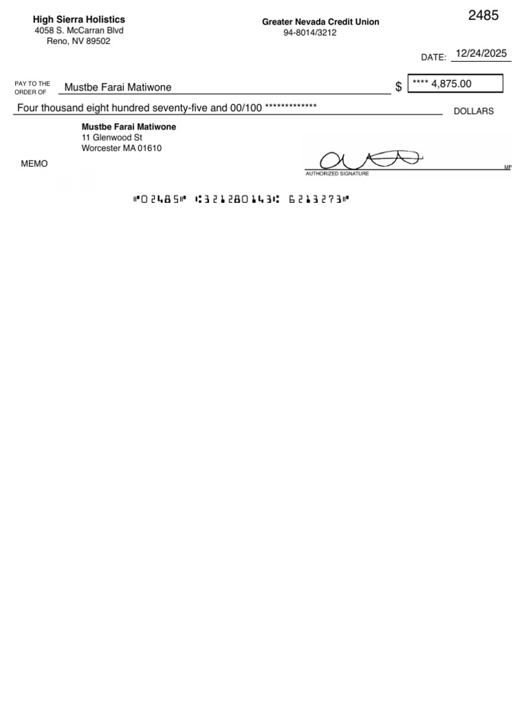 Payment Records for High Sierra Holistics | PDF
