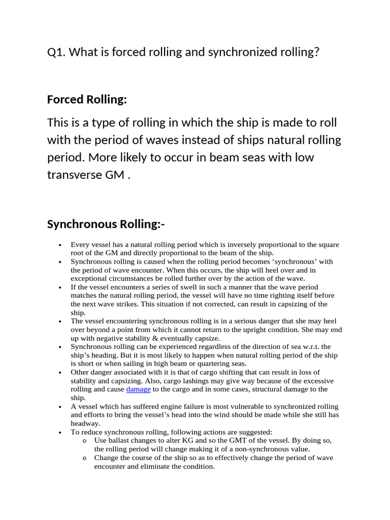 Understanding Forced and Synchronous Rolling | PDF | Ships | Watercraft