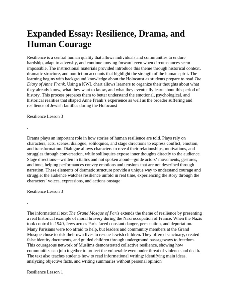 Expanded Essay_Resilence_material | PDF | Psychological Resilience ...