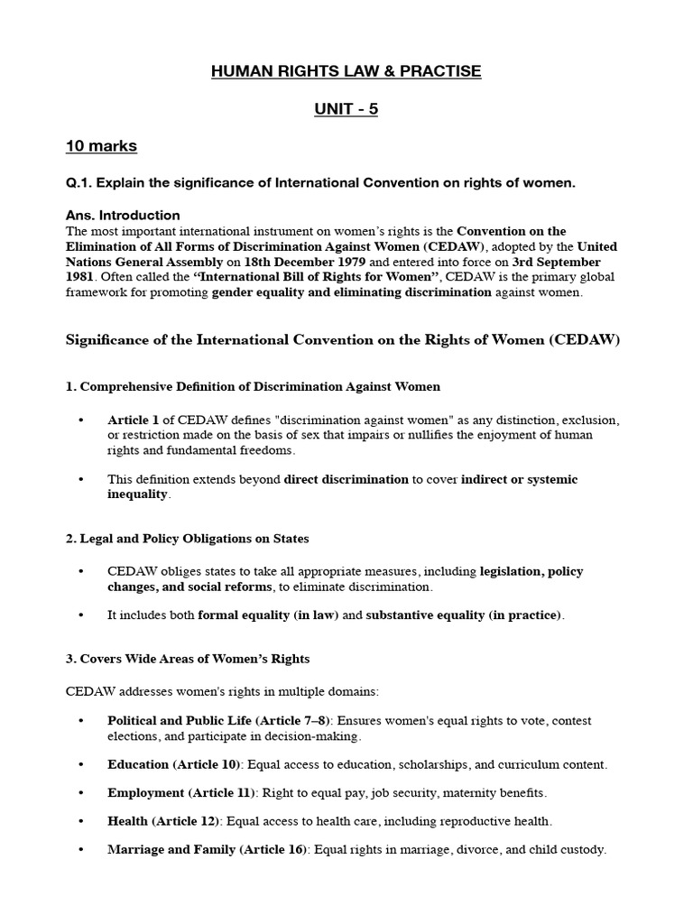 Significance of CEDAW for Women's Rights | PDF | Convention On The ...