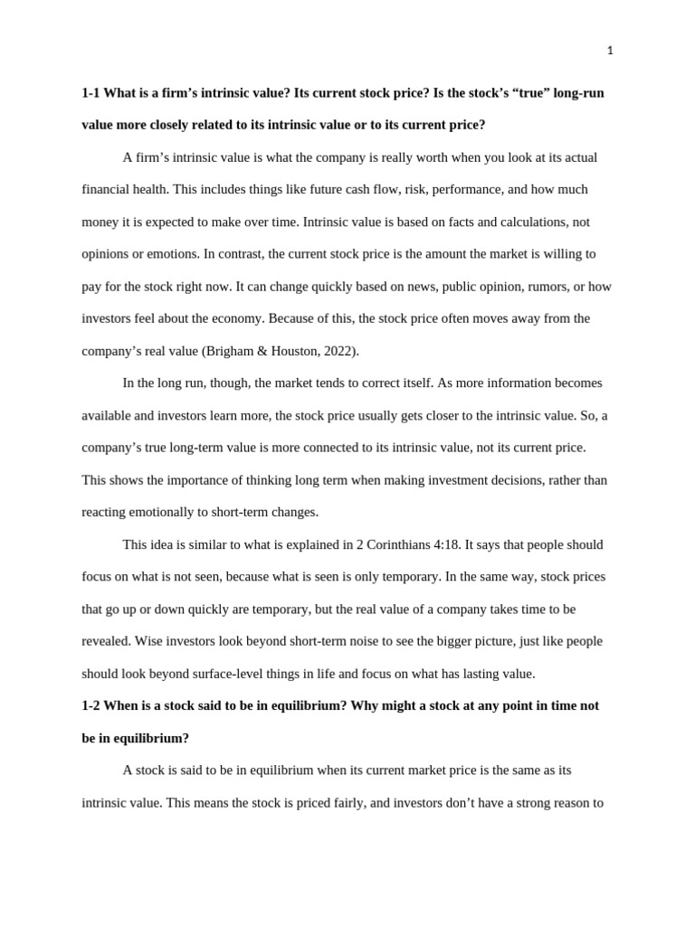 Understanding Intrinsic Value vs. Stock Price | PDF | Stocks | Capital ...