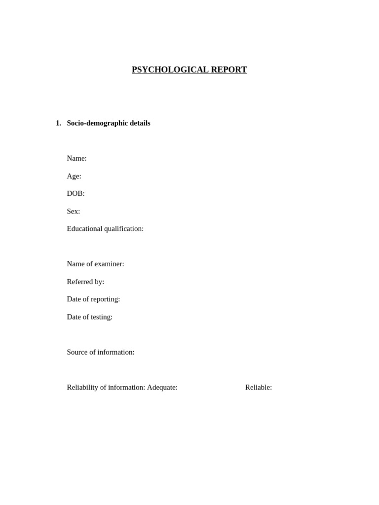 Comprehensive Psychological Report | PDF