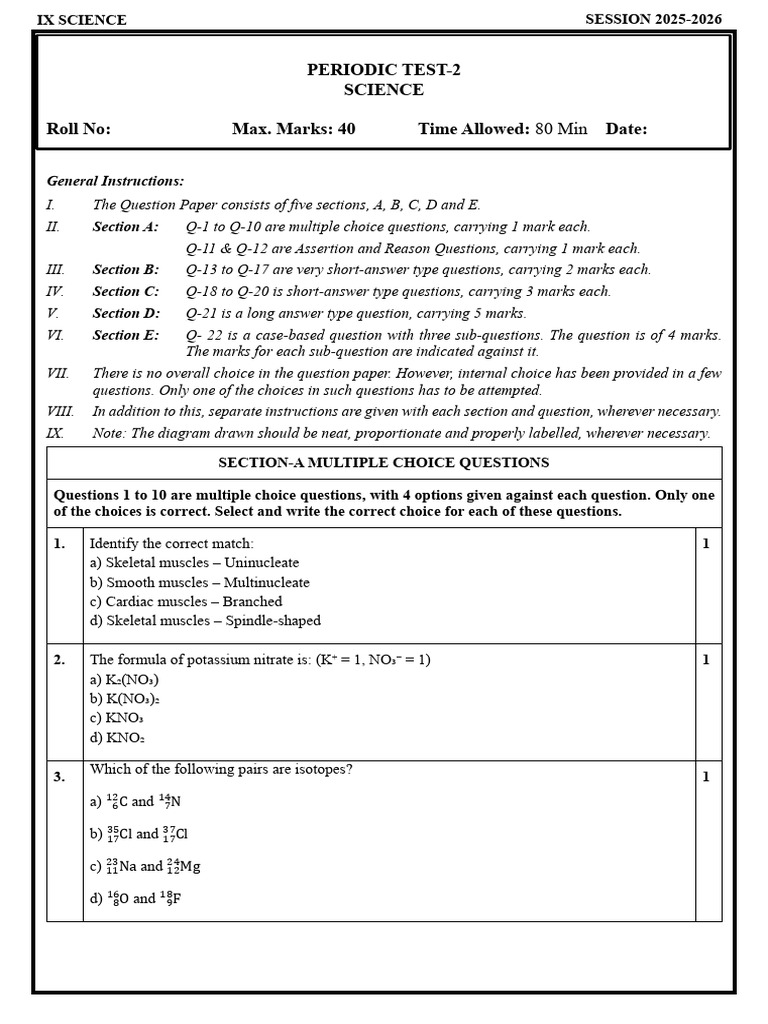 IX Science Periodic Test 2 Guide | PDF | Isotope | Chlorine