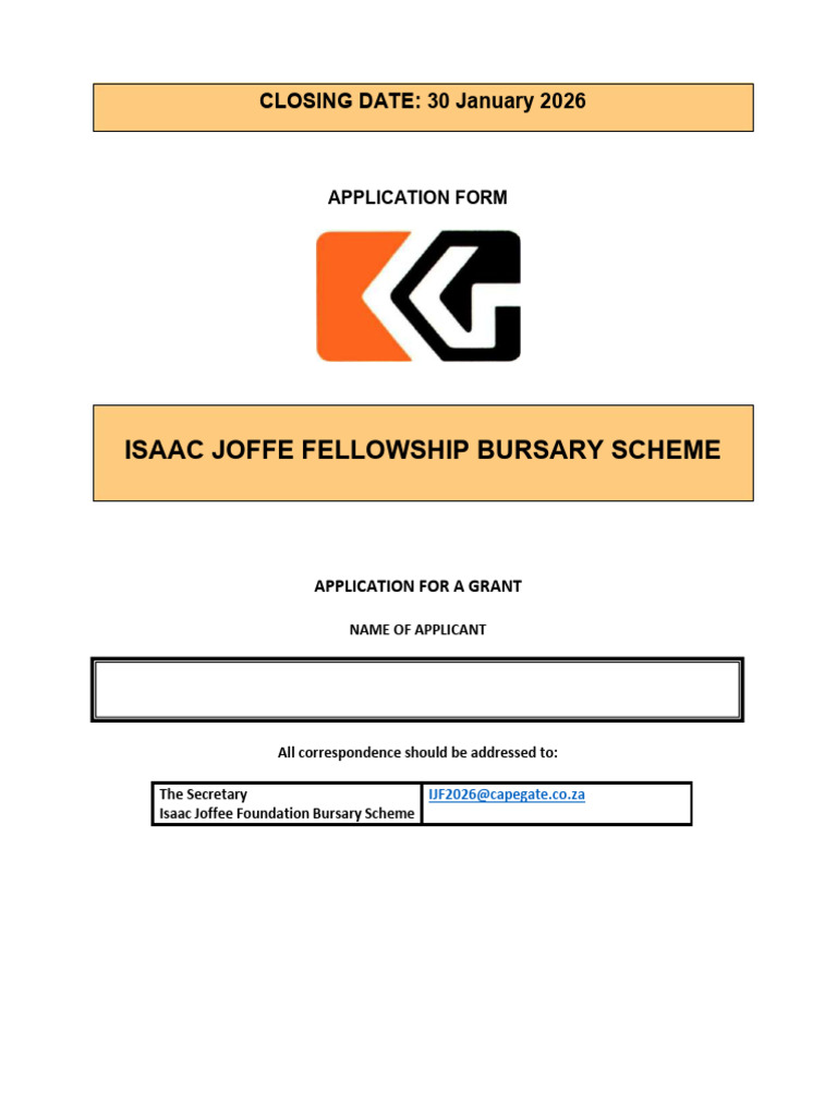 Isaac Joffee Bursary Application Form | PDF