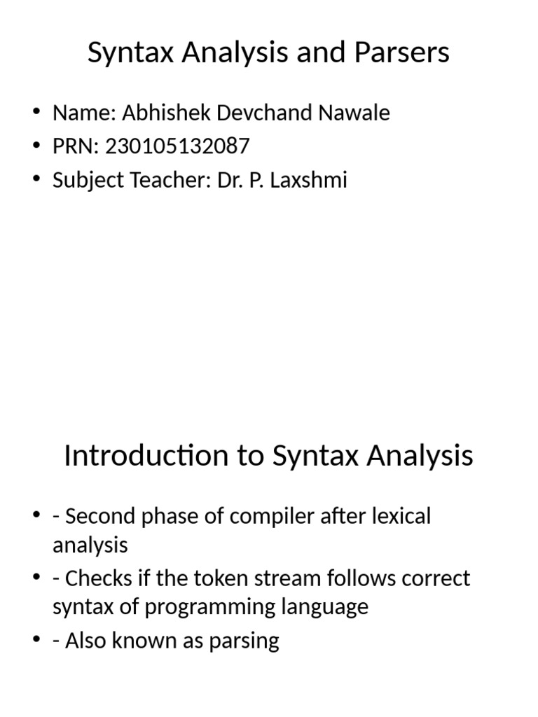 Understanding Syntax Analysis and Parsers | PDF