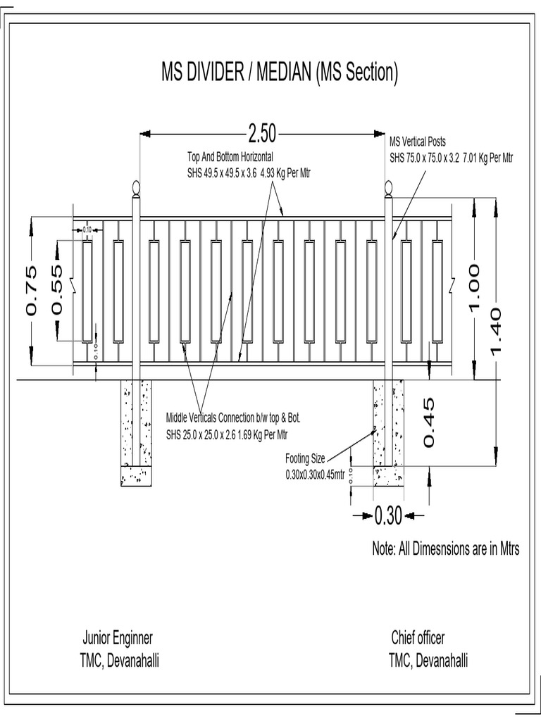 MS Vertical Posts and Footing Dimensions | PDF