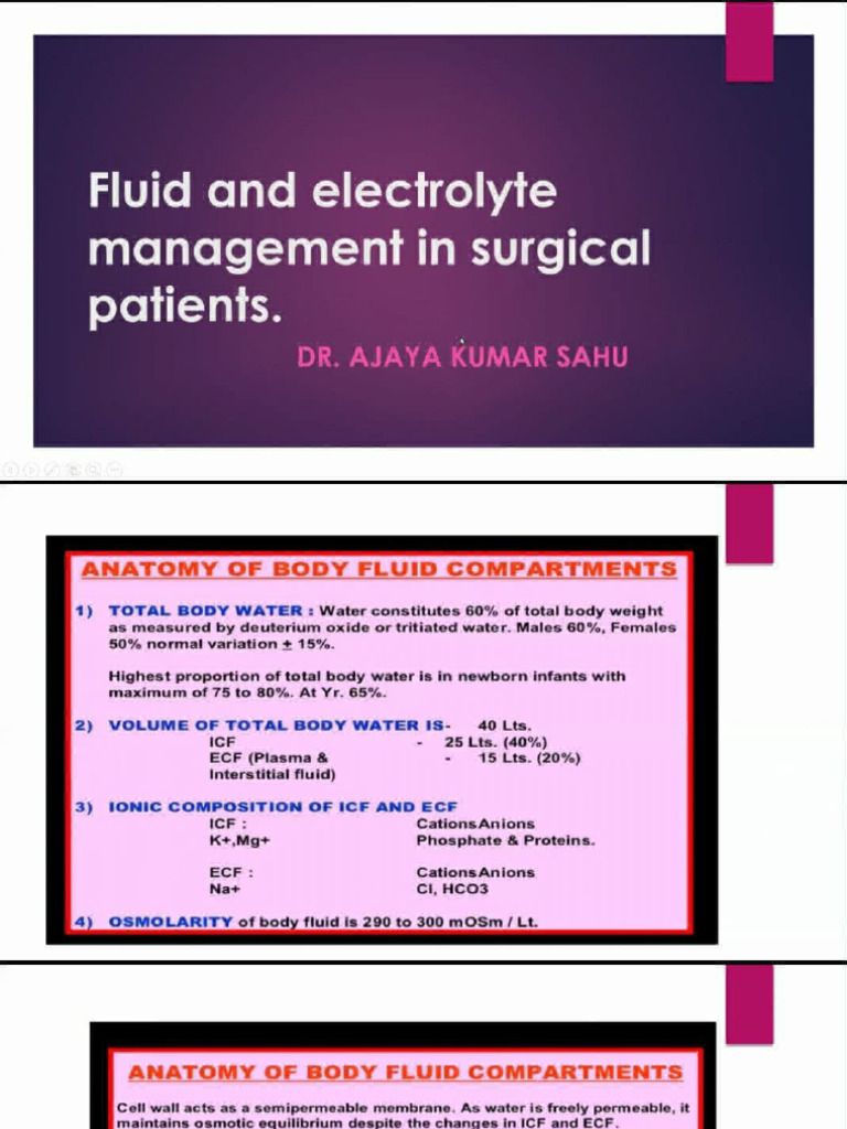 Fluid and Electrolyte Management in Surgical Patients | PDF | Physiology