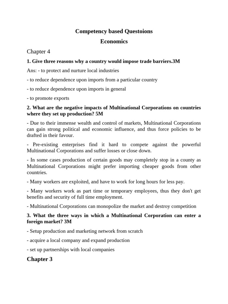 Competency-Based Questions on Economics and Geography | PDF | Rock ...