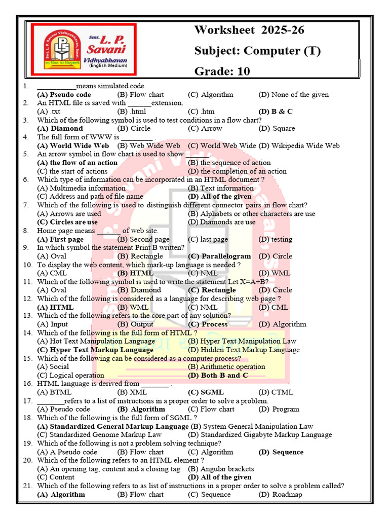 Computer Basics: HTML & Flowcharts Quiz | PDF | Markup Language | Html