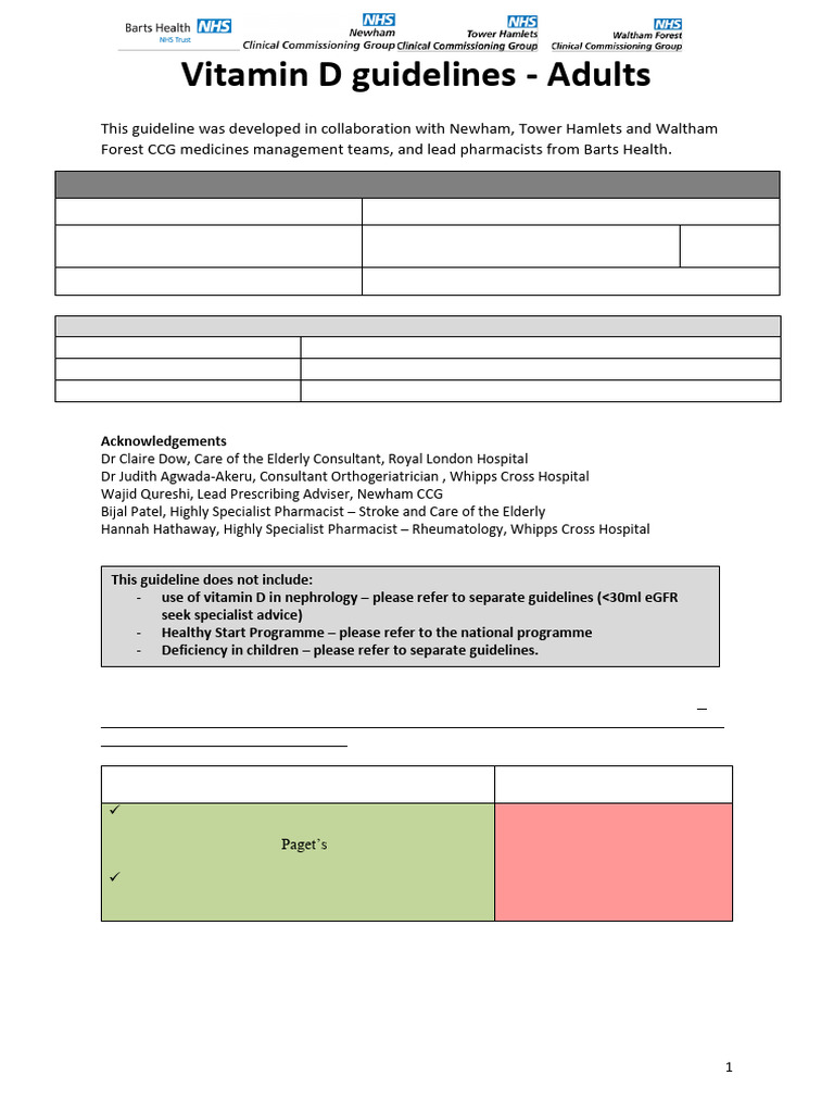 Vitamin D Guidelines for Adults | PDF | Vitamin D | Dose (Biochemistry)