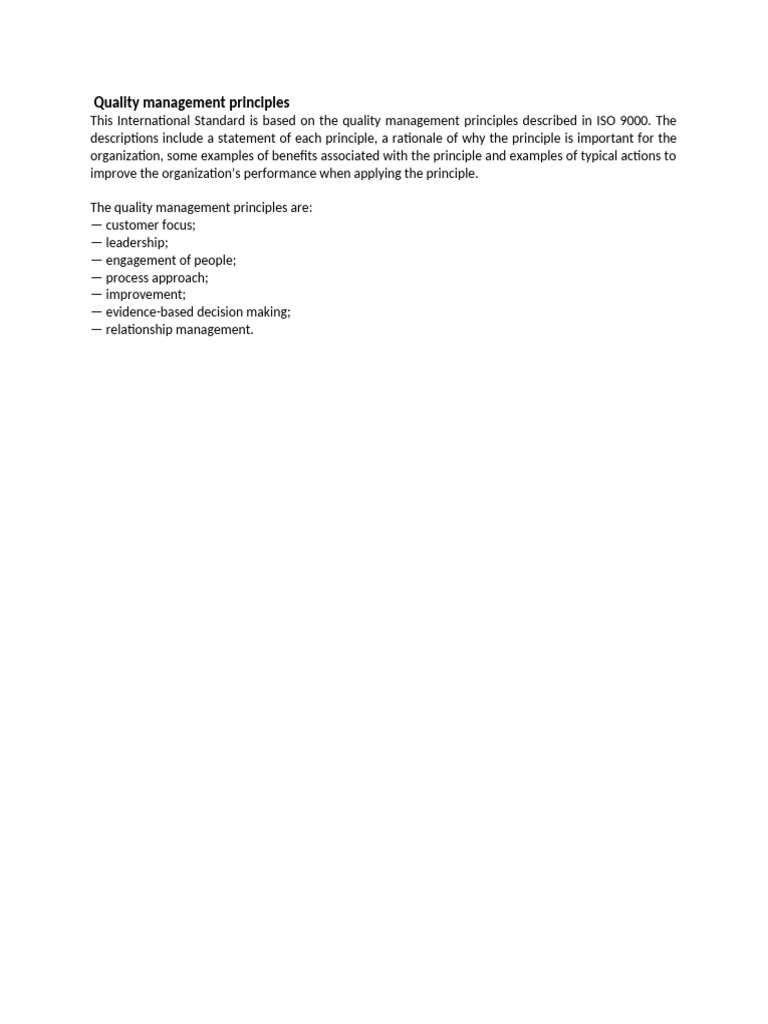 ISO 9000 Quality Management Principles | PDF