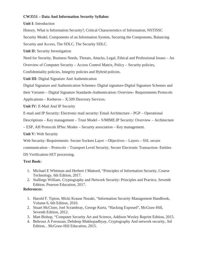 CW3551 Syllabus | PDF