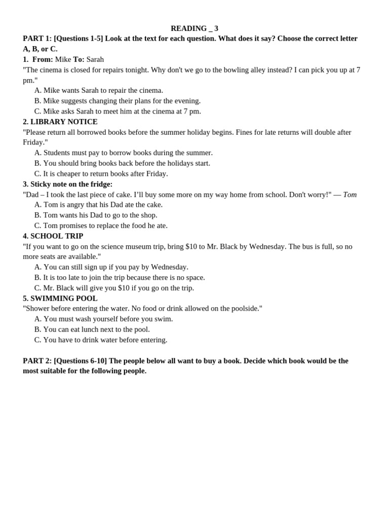 Reading Comprehension Practice Test | PDF | Elephant
