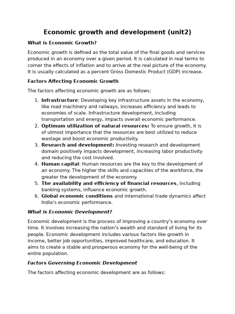 Economic Growth and Development Overview | PDF | Economic Growth ...