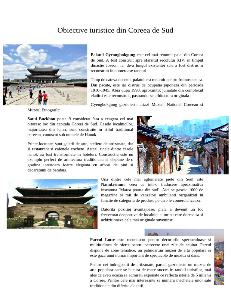 Obiective Turistice Din Coreea de Sud | PDF