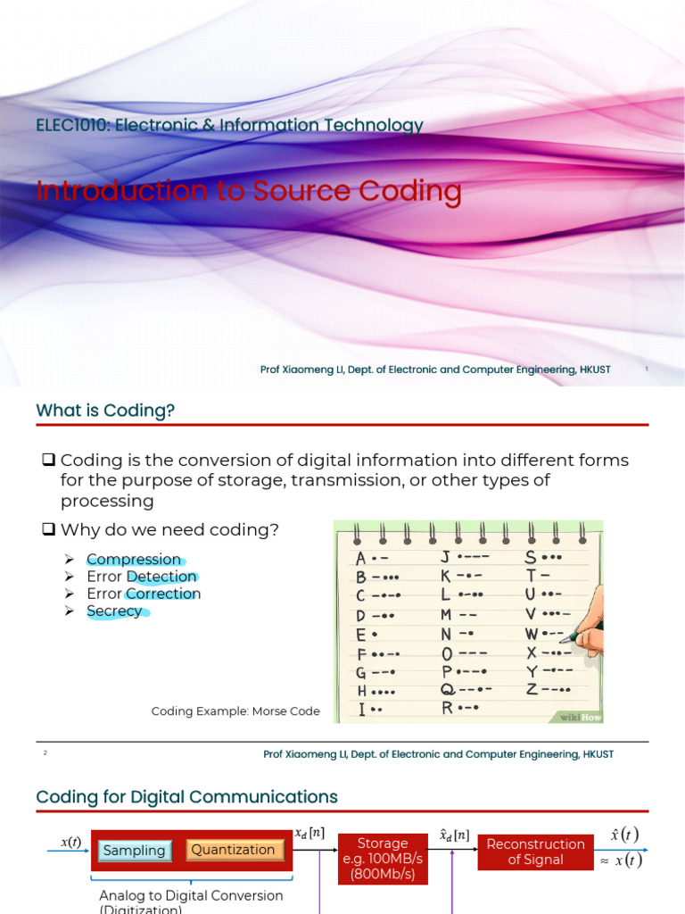 Source Coding in Digital Communications | PDF | Data Compression | Code