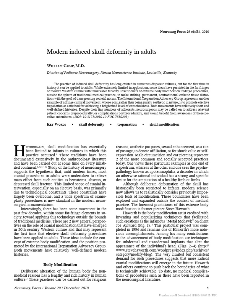Modern Skull Modification Practices | PDF | Skull | Neurosurgery