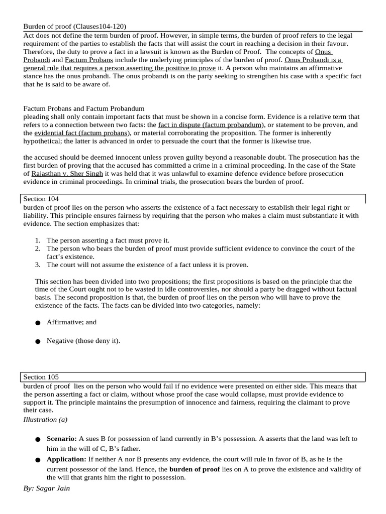 Understanding Burden of Proof in Law | PDF | Burden Of Proof (Law ...