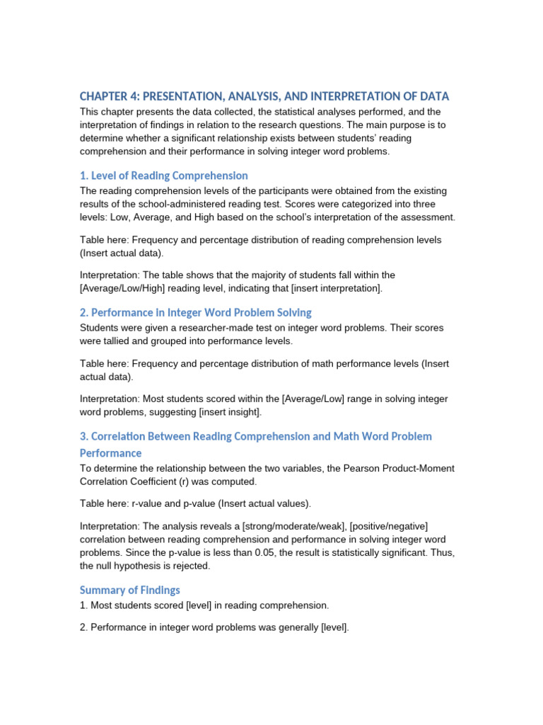 Reading Comprehension and Math Performance | PDF | P Value | Reading ...
