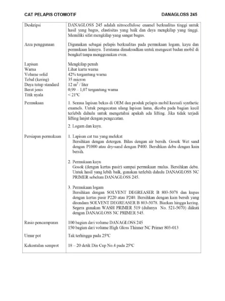 MSDS Danagloss PU 245 | PDF
