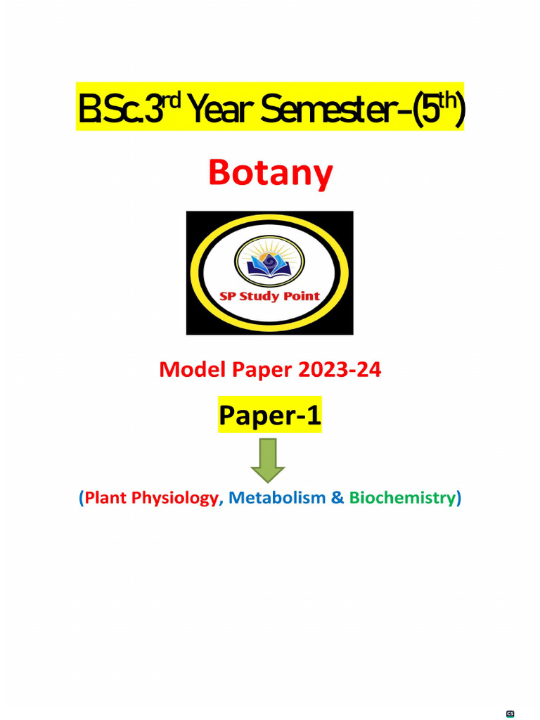 BSC 5th Semester Botany Modelpaper 1 | PDF