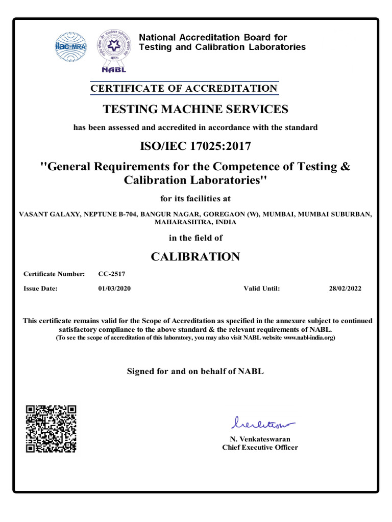 ISO/IEC 17025:2017 Calibration Accreditation | PDF