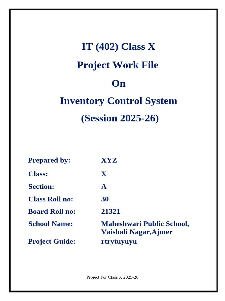 Class X Inventory Control Project 2025 | PDF | Databases | Information ...