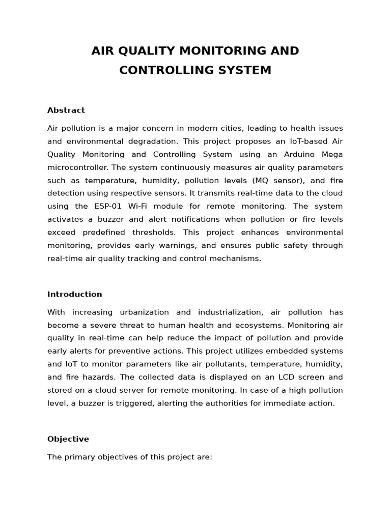 IoT Air Quality Monitoring System | PDF | Monitoring (Medicine ...